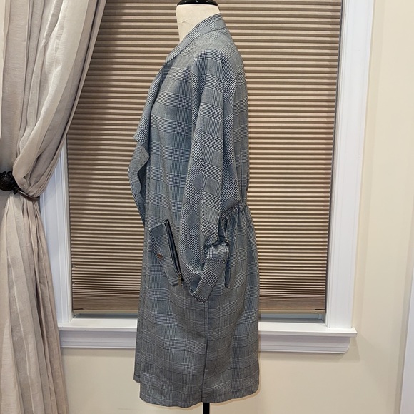 New Look Black & White Plaid Waterfall Duster Coat - Picture 2 of 8